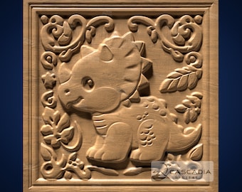Cute Triceratops Character - STL Model for CNC Router and 3D Printing