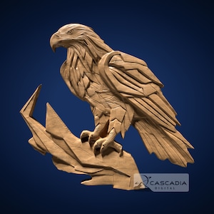 Bald Eagle Geometric 3D STL File for CNC Router, 3D Print, Casting, Wood Carving Engraving 3D Relief Animal wildlife hawk bird freedom  1414