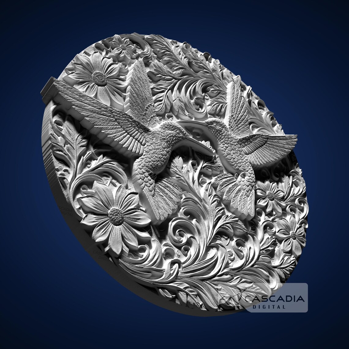Hummingbirds Floral Round - STL Model for CNC Router and 3D Printing - Etsy