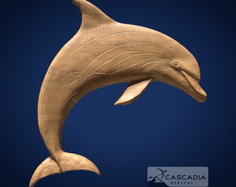 Dolphin 3D STL File for CNC Router, 3D Print, Casting, Wood Carving Engraving 3D Relief Ocean marine sea animal wildlife nature 1450