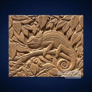 Chameleon In Leaves - STL Model for CNC Router and 3D Printing