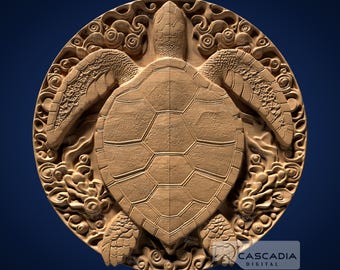 Sea Turtle Round - STL Model for CNC Router and 3D Printing