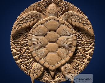 Sea Turtle Round - STL Model for CNC Router and 3D Printing