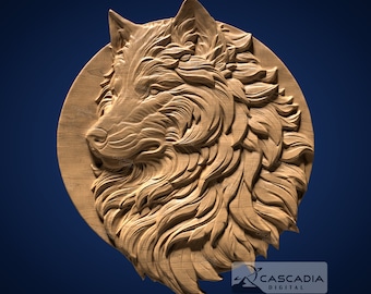 Wolf Head - STL Model for CNC Router and 3D Printing