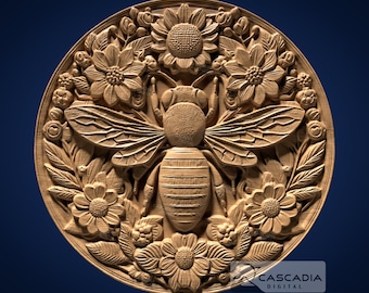 Bee Round - STL Model for CNC Router and 3D Printing