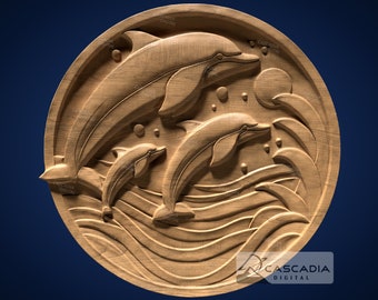 Dolphin Round - STL-modell för CNC-fräs och 3D-utskrift