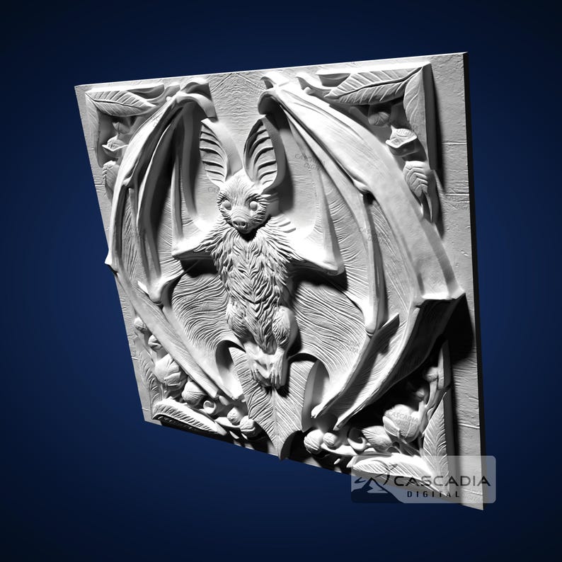 Bat 3D STL File for CNC Router, 3D Print, Casting, Wood Carving ...