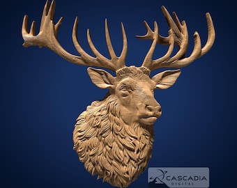 Elk Head - STL-model voor CNC-router en 3D-printen