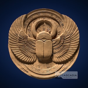 Scarab Egyptian Round - STL Model for CNC Router and 3D Printing