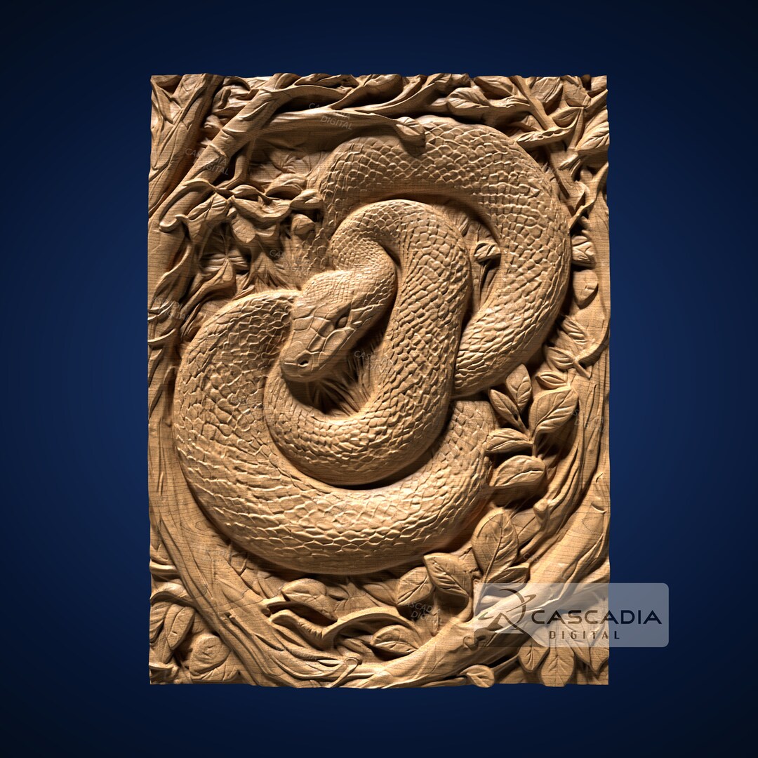 Python Snake in Tree 3D STL File for CNC Router, 3D Print, Casting ...