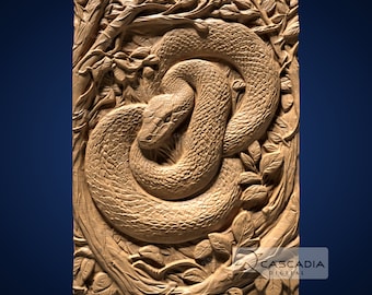 Pythonschlange im Baum - STL-Modell für CNC-Fräser und 3D-Druck