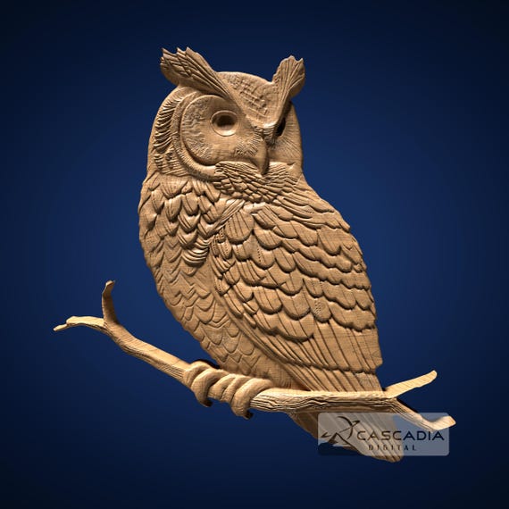 Horned Owl Perched - STL Model for CNC Router and 3D Printing - Etsy