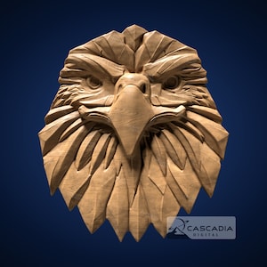 Bald Eagle Head Geometric 3D STL File for CNC Router, 3D Print, Casting, Wood Carving Engraving 3D Relief Animal wildlife bird freedom  1394