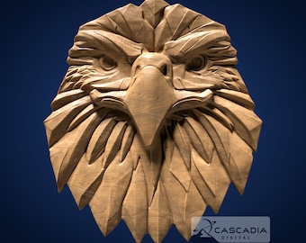 Bald Eagle Head - STL Model for CNC Router and 3D Printing