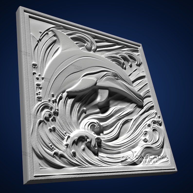 Dolphin Waves 3D STL File for CNC Router, 3D Print, Casting, Wood ...