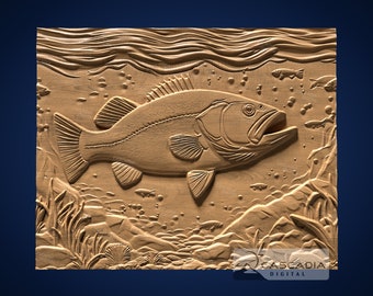 Large Mouth Bass - STL Model for CNC Router and 3D Printing