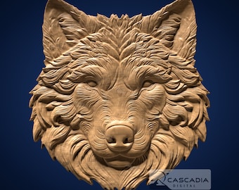 Wolf Head - STL Model for CNC Router and 3D Printing
