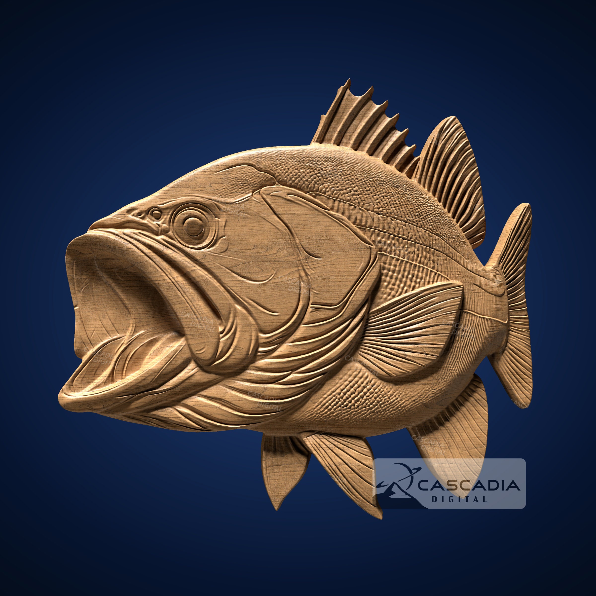 Large Mouth Bass - 3D STL Model for CNC/3D Printing - Fishing fisherman wildlife nature 1301