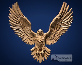 Eagle In Flight - 3D STL Model for CNC/3D Printing - Animal wildlife hawk bird patriotic  1262