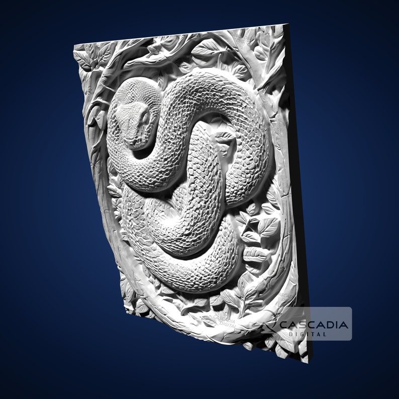 Python Snake in Tree 3D STL File for CNC Router, 3D Print, Casting ...