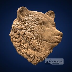 Bear Head - 3D STL Model for CNC/3D Printing - Animal wildlife nature strength predator 1370