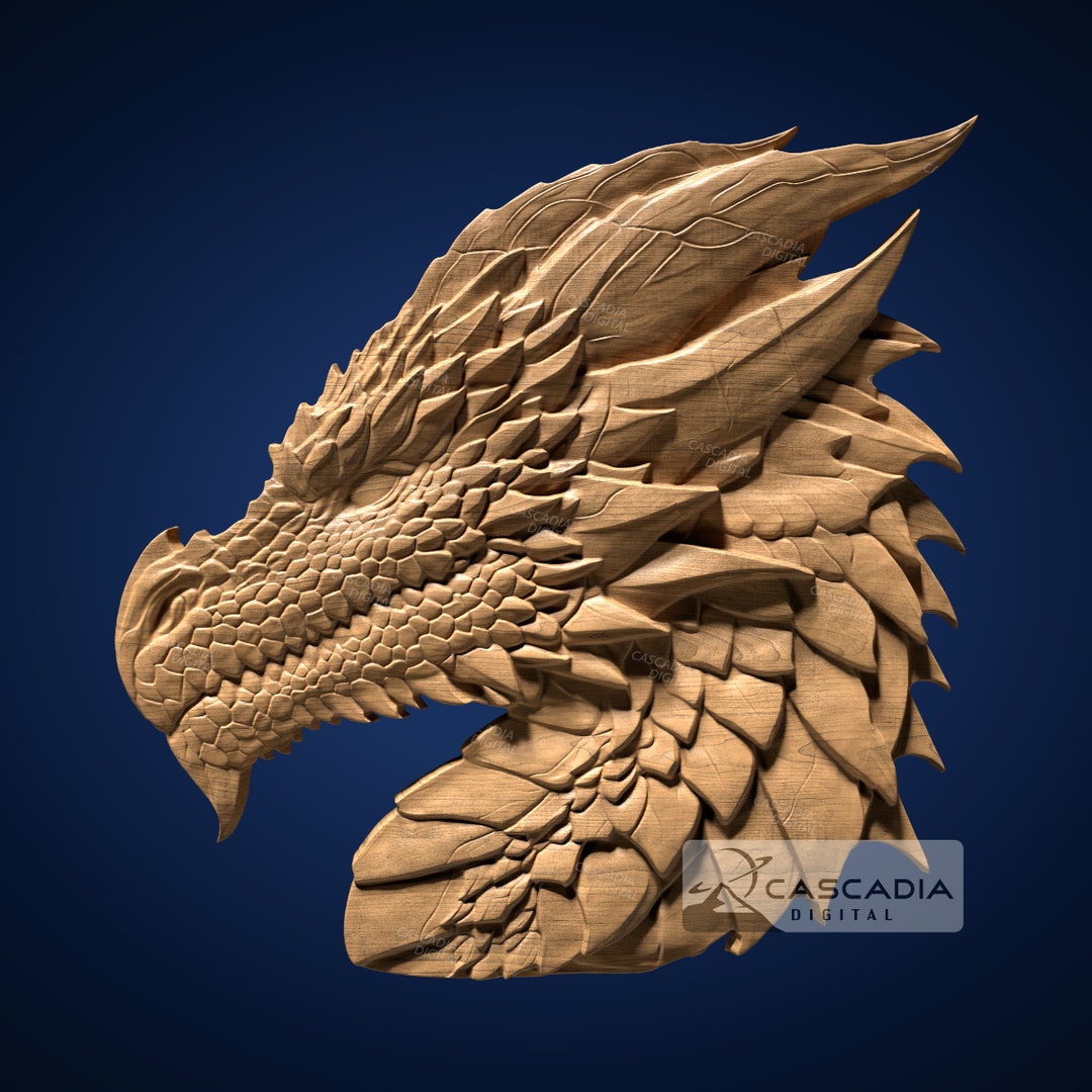 Dragon Head 3D STL File for CNC Router, 3D Print, Casting, Wood Carving ...