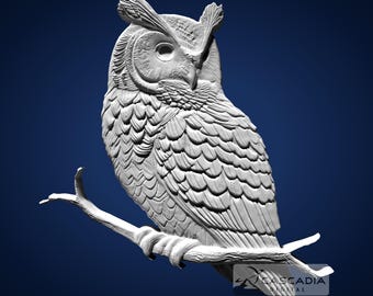 Horned Owl Perched - STL Model for CNC Router and 3D Printing - Etsy