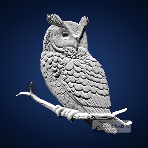 Horned Owl Perched - STL Model for CNC Router and 3D Printing - Etsy