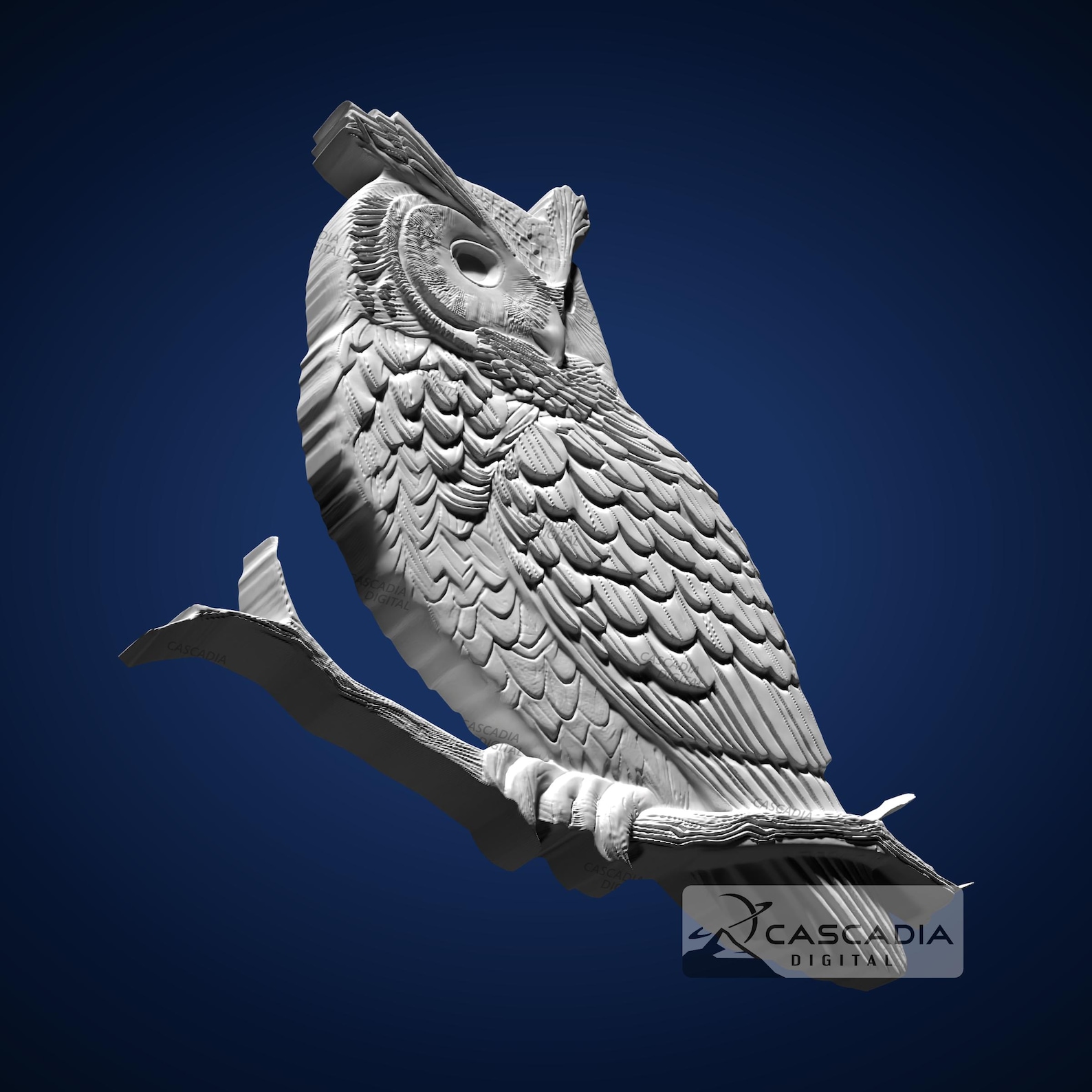 Horned Owl Perched - STL Model for CNC Router and 3D Printing - Etsy