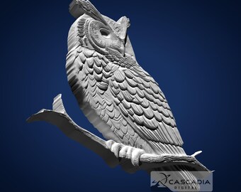 Horned Owl Perched - STL Model for CNC Router and 3D Printing - Etsy