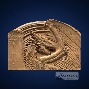 Dragon 3D STL File for CNC Router, 3D Print, Casting, Wood Carving Engraving 3D Relief Dragon fire animal mythical medieval castle 1502