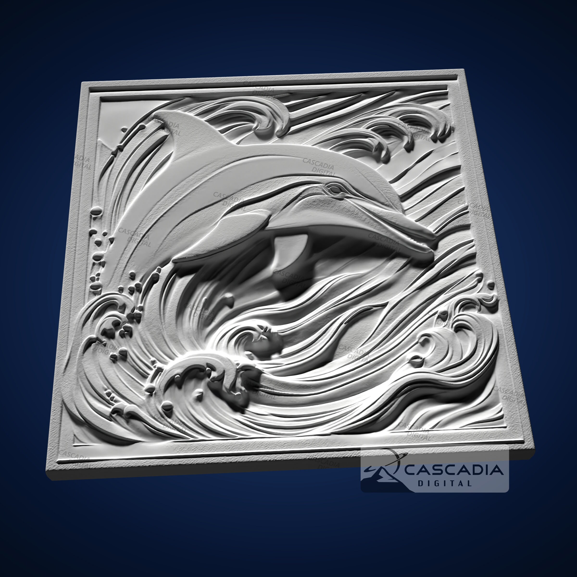 Dolphin Waves 3D STL File for CNC Router, 3D Print, Casting, Wood ...