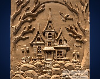 Haunted House - STL Model for CNC Router and 3D Printing