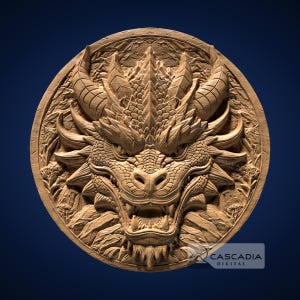 Dragon Head Round - STL Model for CNC Router and 3D Printing