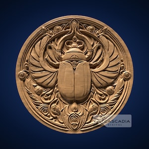 Scarab Egyptian Round - STL Model for CNC Router and 3D Printing