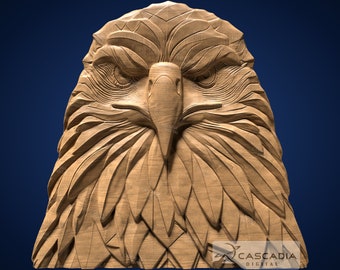 Bald Eagle Head - STL Model for CNC Router and 3D Printing