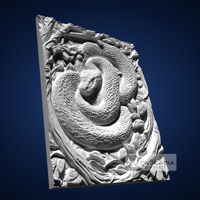 Python Snake in Tree 3D STL File for CNC Router, 3D Print, Casting ...