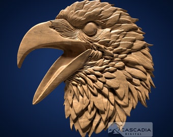 Raven Head - STL Model for CNC Router and 3D Printing