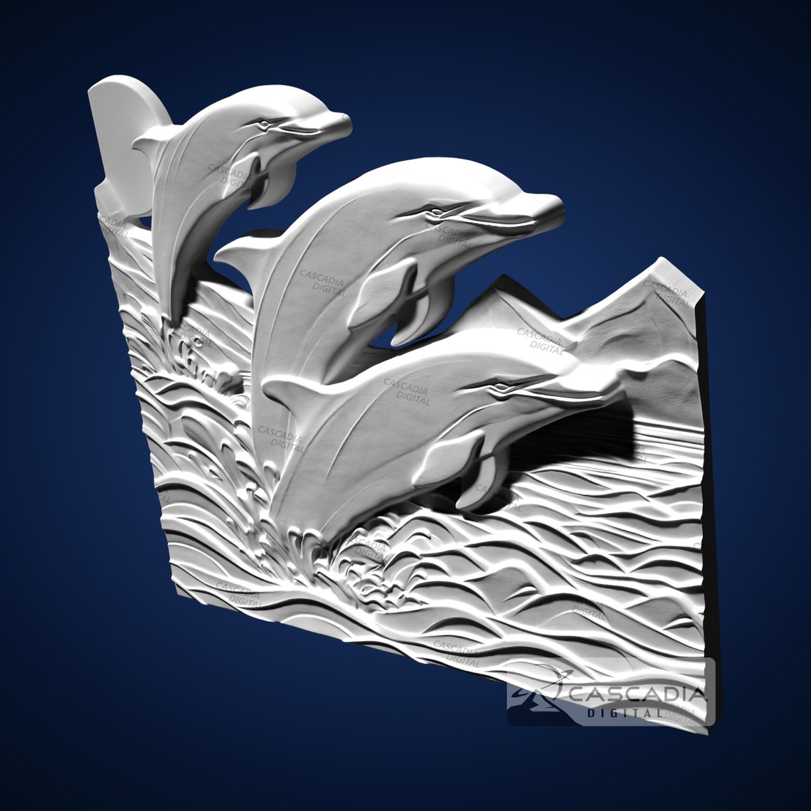 Dolphin Waves 3D STL File for CNC Router, 3D Print, Casting, Wood ...