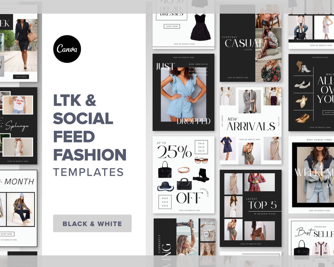 LTK Canva Template Black & White | Editable Fashion Social Media ...