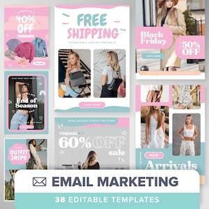 Editable Email Template Klaviyo & Mailchimp, Email Marketing Canva Template, E-commerce Fashion Product Valentines Day | Email flow omnisend