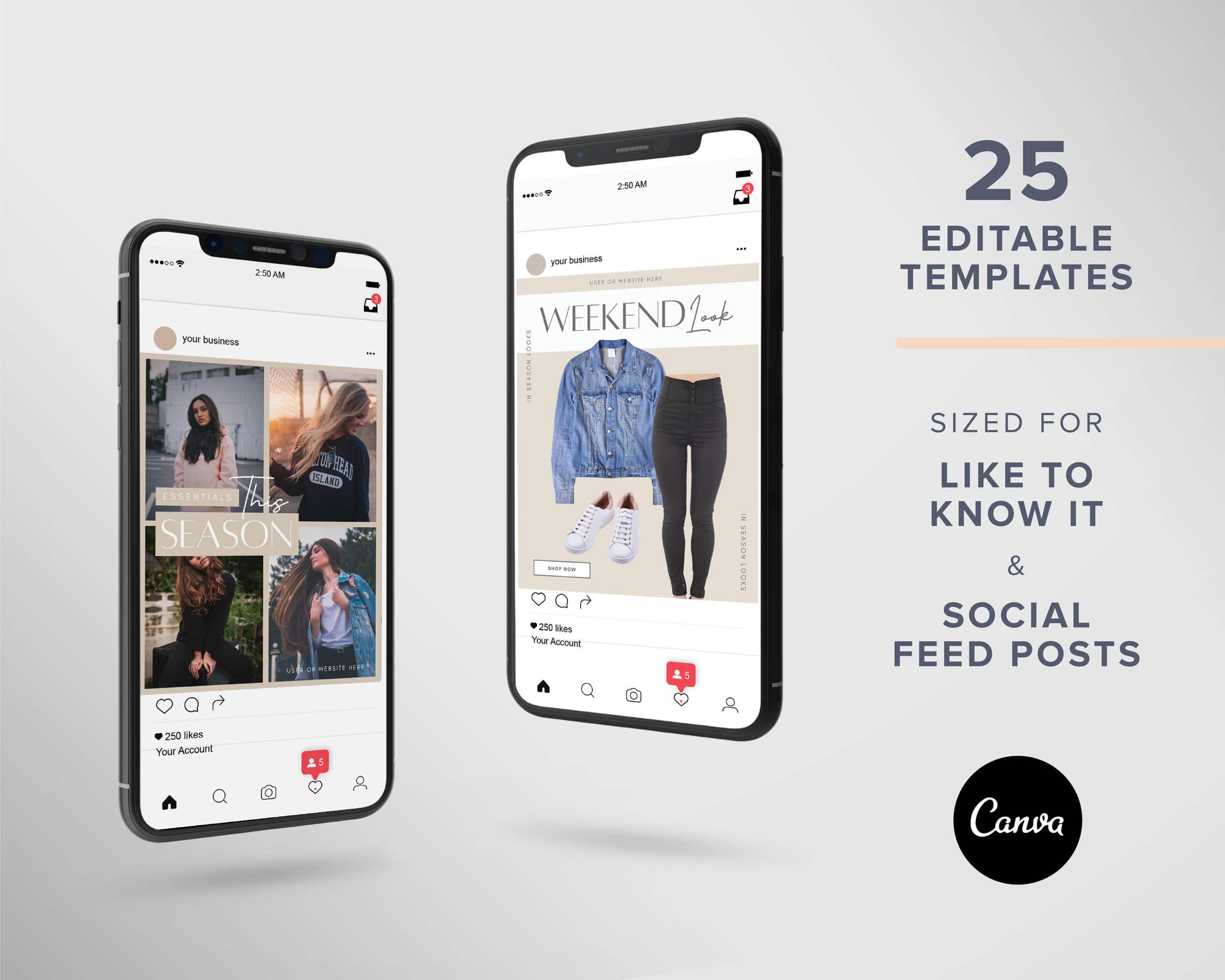 Neutral LTK Canva Template | Fashion Social Media Template | Like to ...