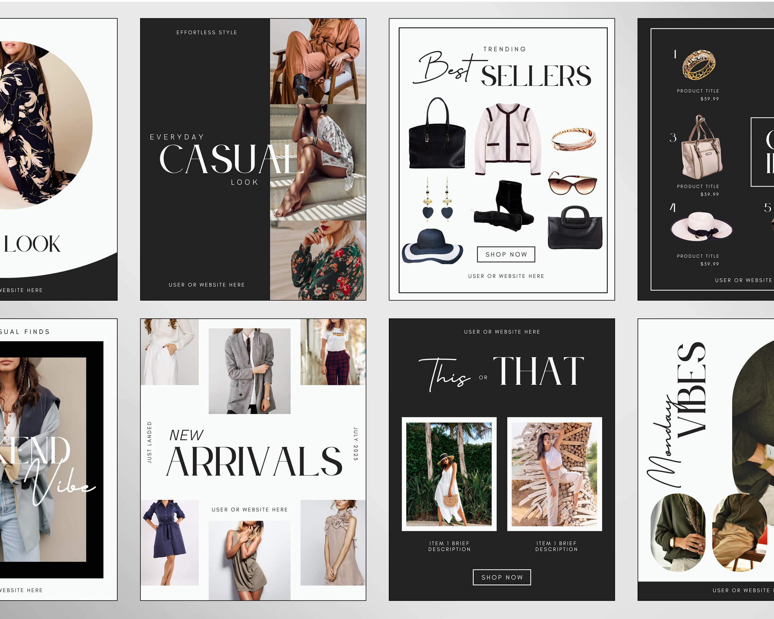 LTK Canva Template Black & White | Editable Fashion Social Media ...