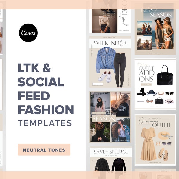 Neutral LTK Canva Template | Fashion Social Media Template | Like to Know It Editable Canva template | LTK Blogger Template | Gift Guide