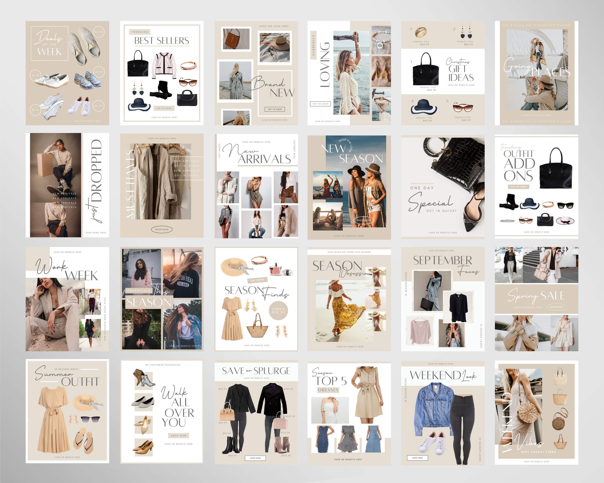 Neutral LTK Canva Template | Fashion Social Media Template | Like to ...