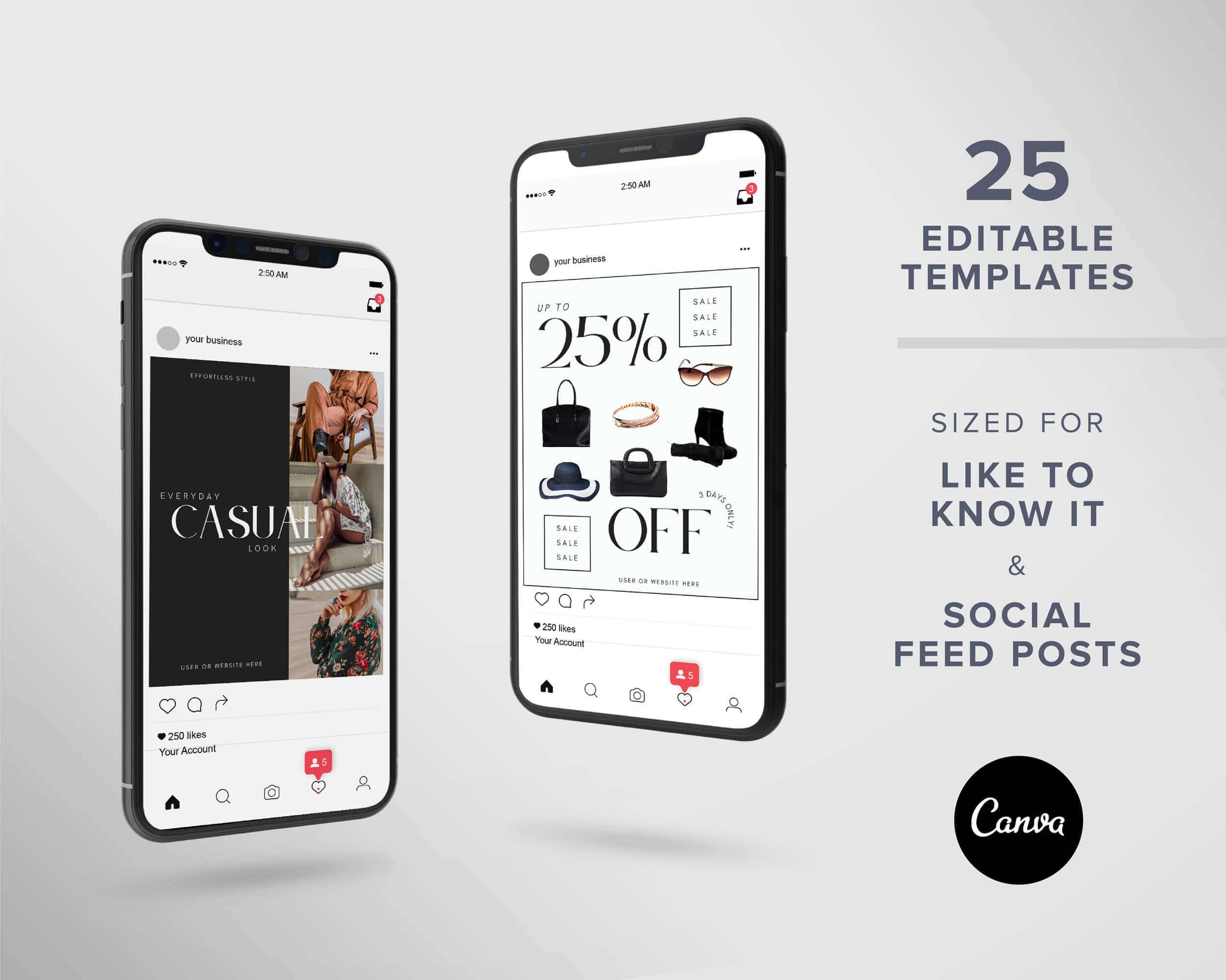 LTK Canva Template Black & White | Editable Fashion Social Media ...