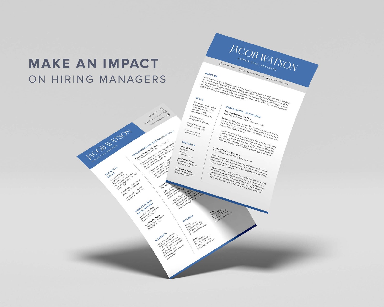 CV Template Engineer Resume Template Word Canva CV Resume - Etsy