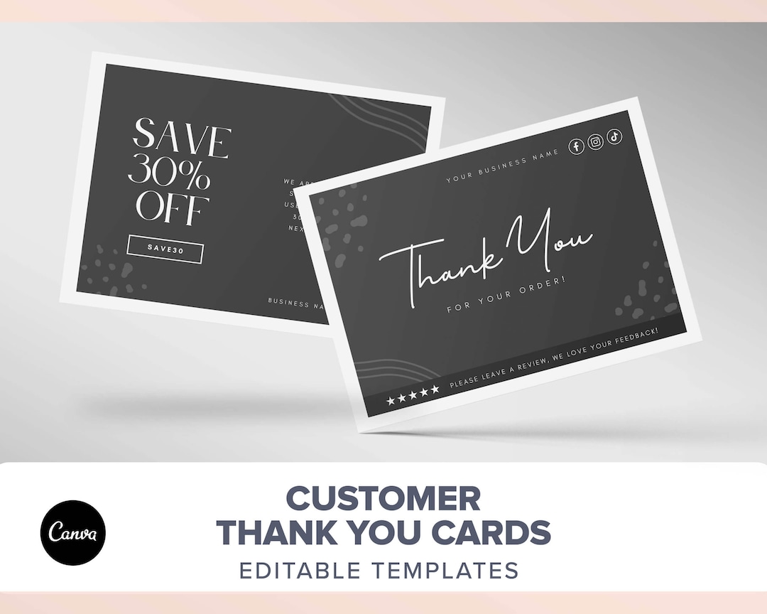 Ebay Thank You Cards Template Canva Thankyou Order Card 3x5 Thank You