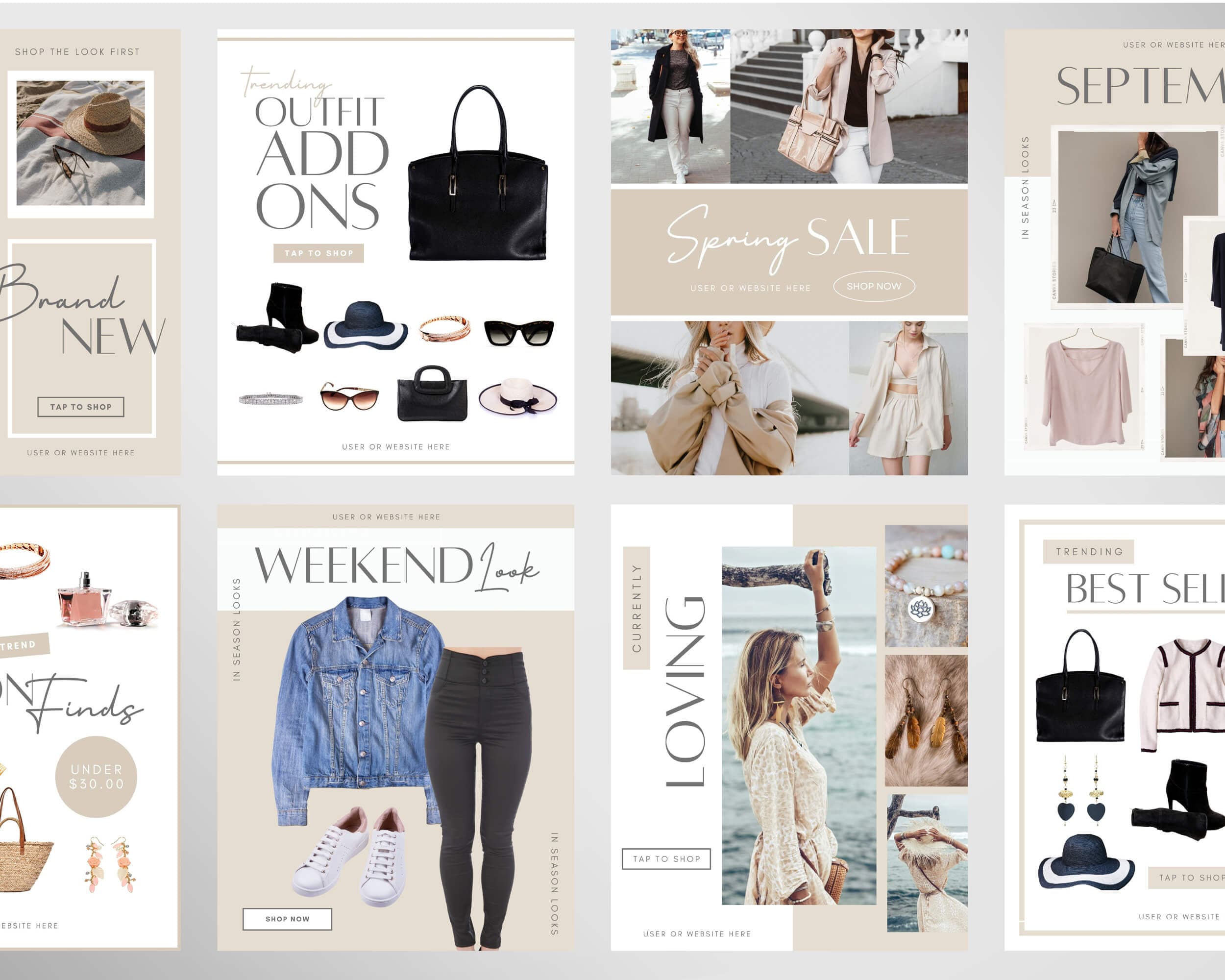 Neutral LTK Canva Template | Fashion Social Media Template | Like to ...