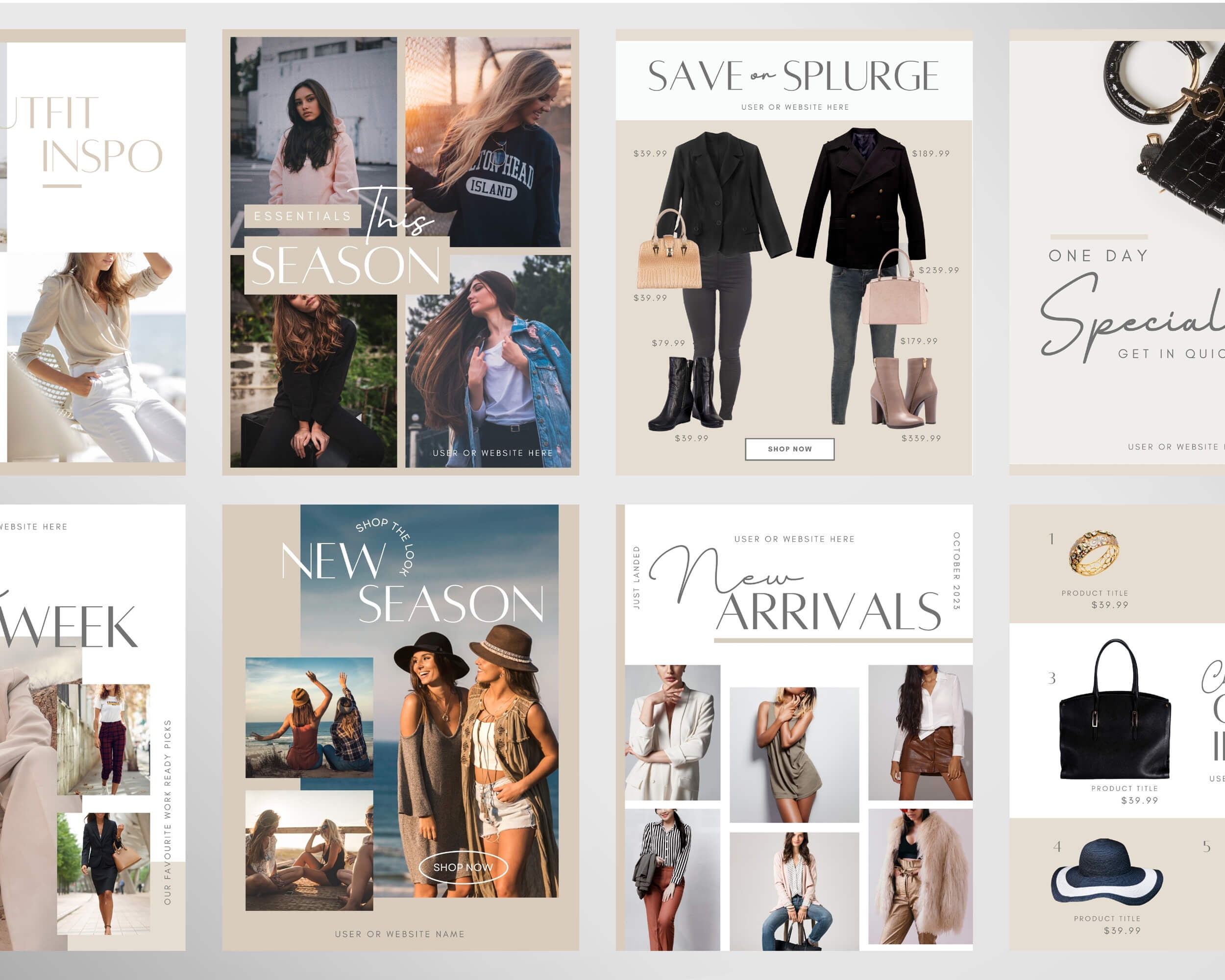 Neutral LTK Canva Template | Fashion Social Media Template | Like to ...